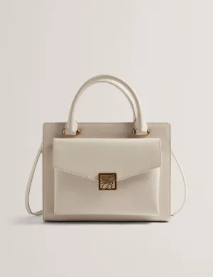 Aniilaa Tb Detail Medium Leather Tote Bag Ecru