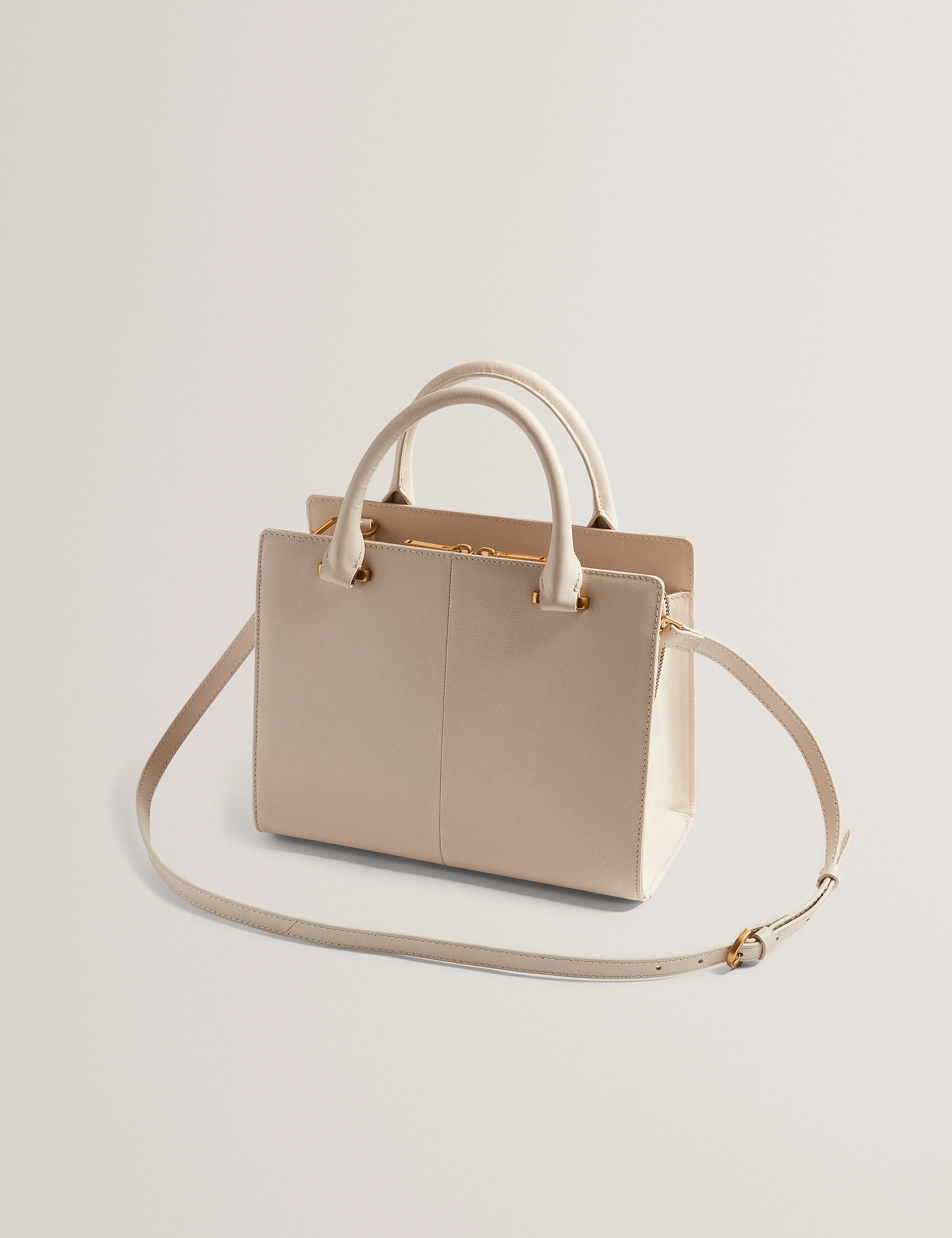 Aniilaa Tb Detail Medium Leather Tote Bag Ecru