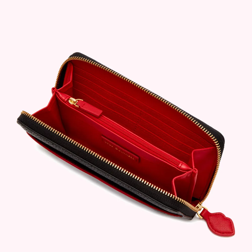 BLACK CUPIDS BOW CONTINENTAL WALLET