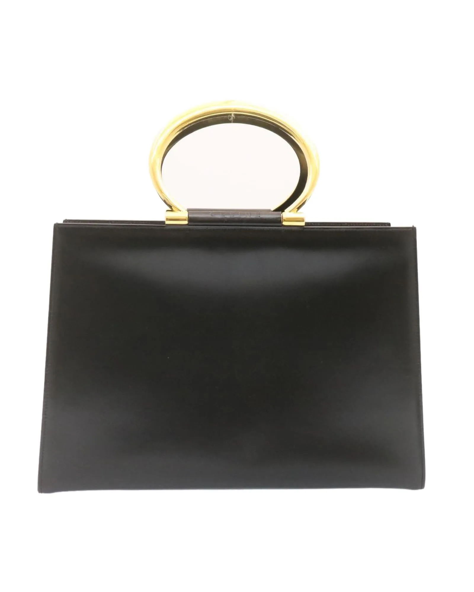 Black Gold Tone Leather 2way Hand Bag by CELINE