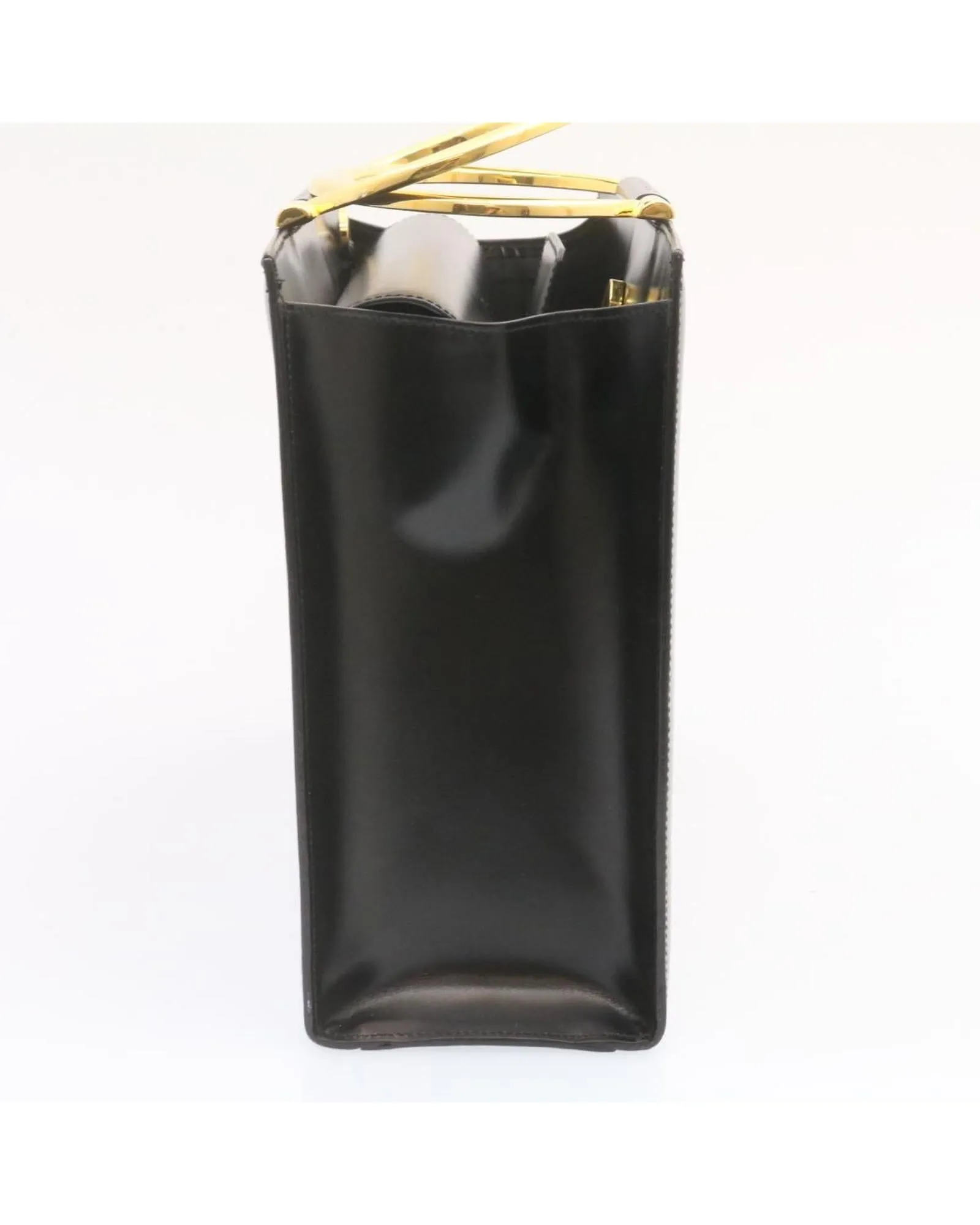 Black Gold Tone Leather 2way Hand Bag by CELINE