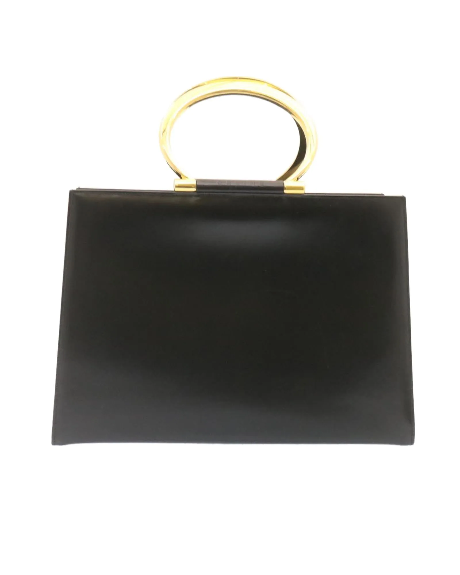 Black Gold Tone Leather 2way Hand Bag by CELINE