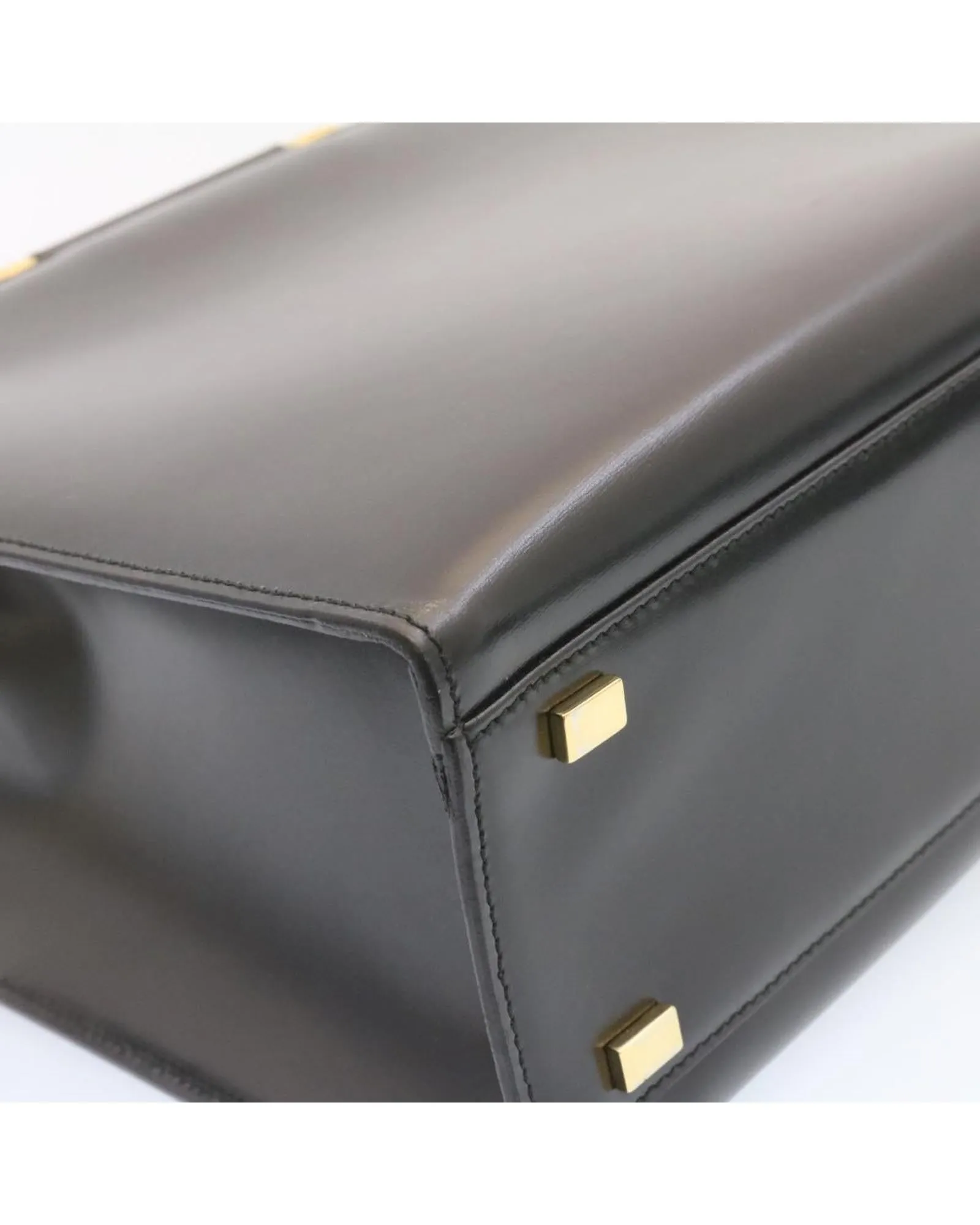 Black Gold Tone Leather 2way Hand Bag by CELINE