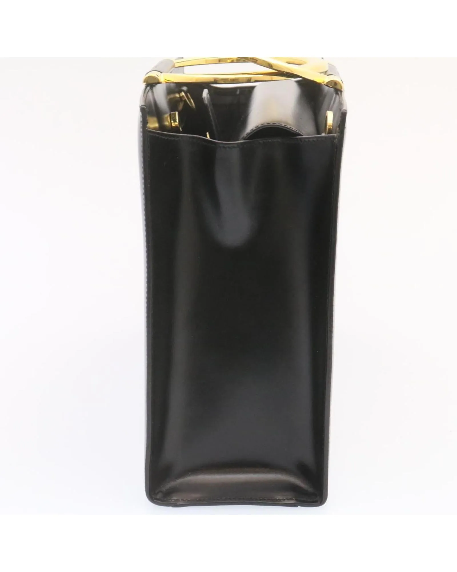 Black Gold Tone Leather 2way Hand Bag by CELINE