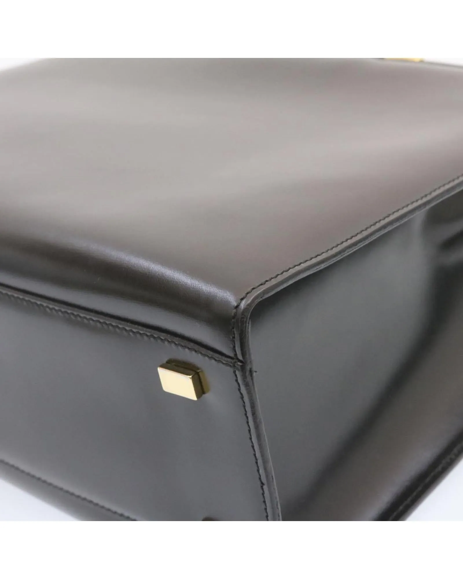 Black Gold Tone Leather 2way Hand Bag by CELINE