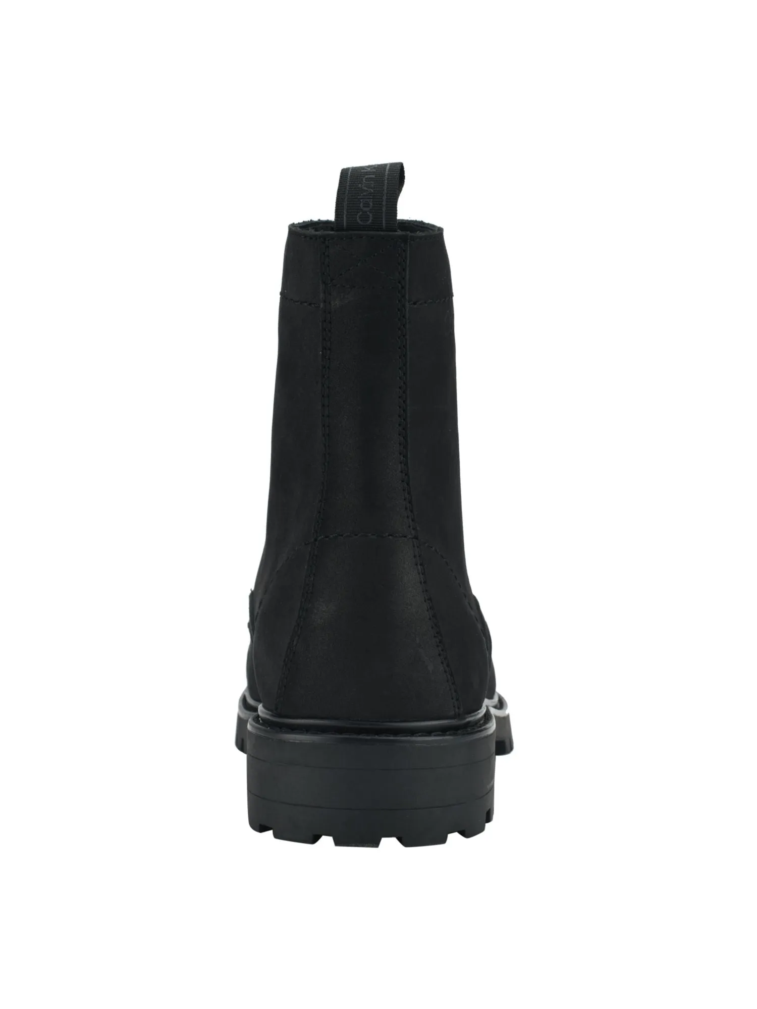 CALVIN KLEIN Mens Black Lug Sole Pull Tab Cushioned Removable Insole Lorenzo Round Toe Block Heel Lace-Up Leather Boots Shoes M