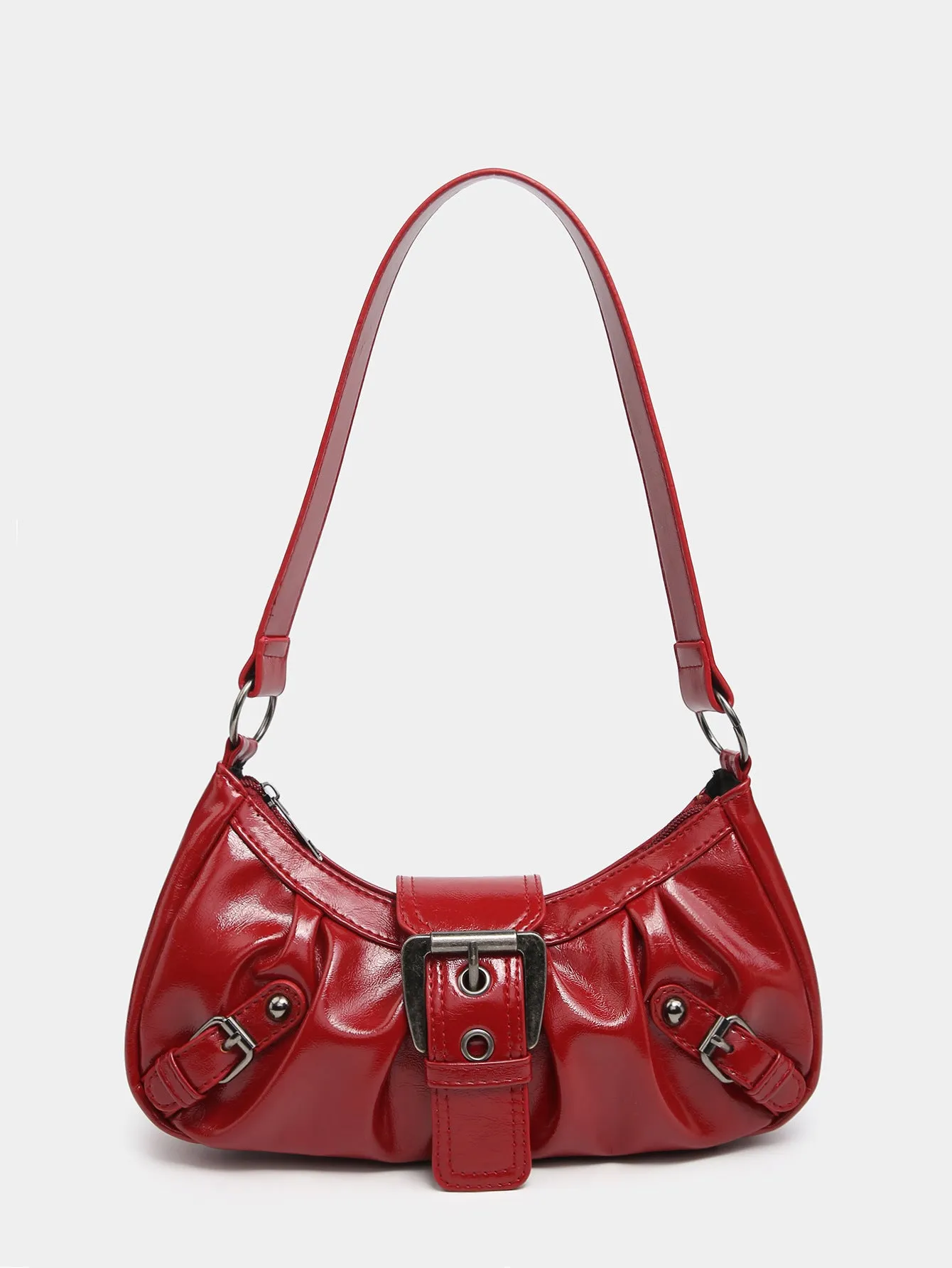 Cora Distressed Buckle Shoulder Bag
