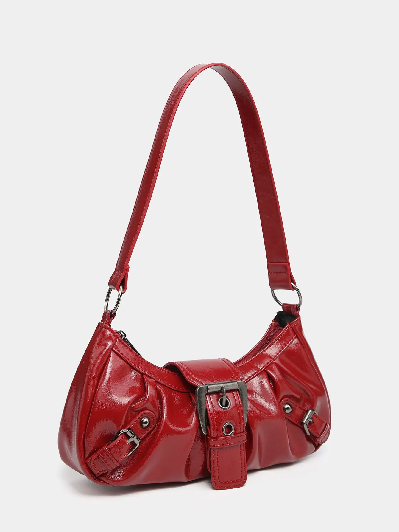 Cora Distressed Buckle Shoulder Bag