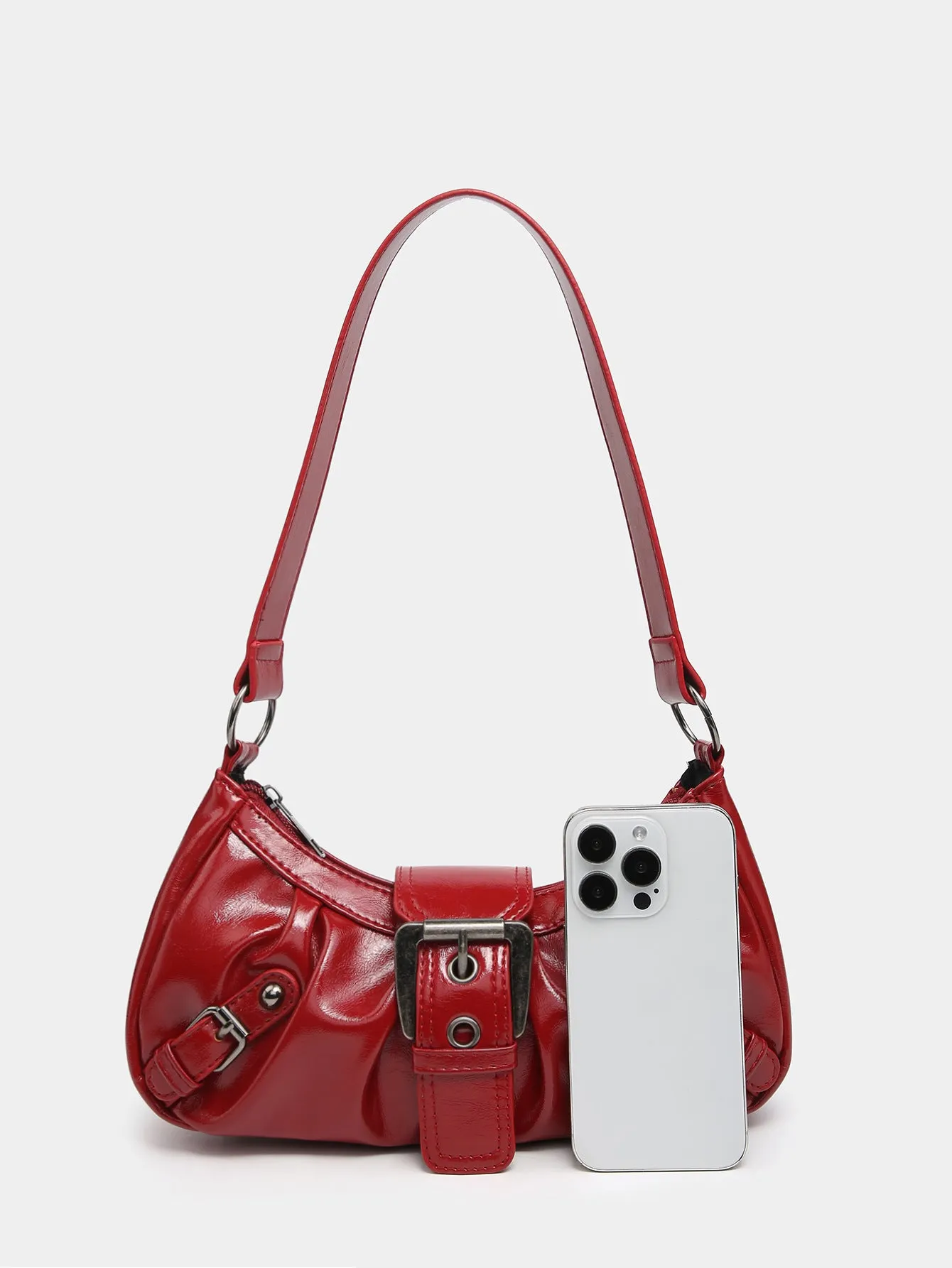 Cora Distressed Buckle Shoulder Bag