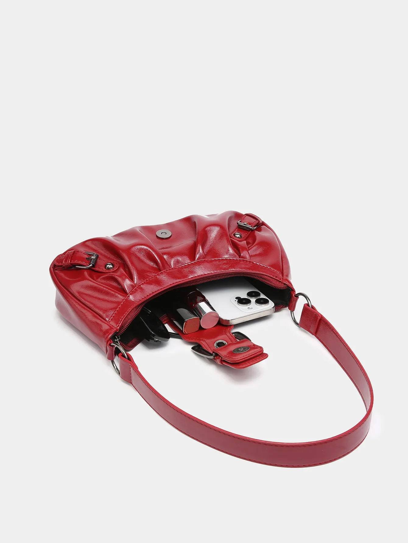 Cora Distressed Buckle Shoulder Bag