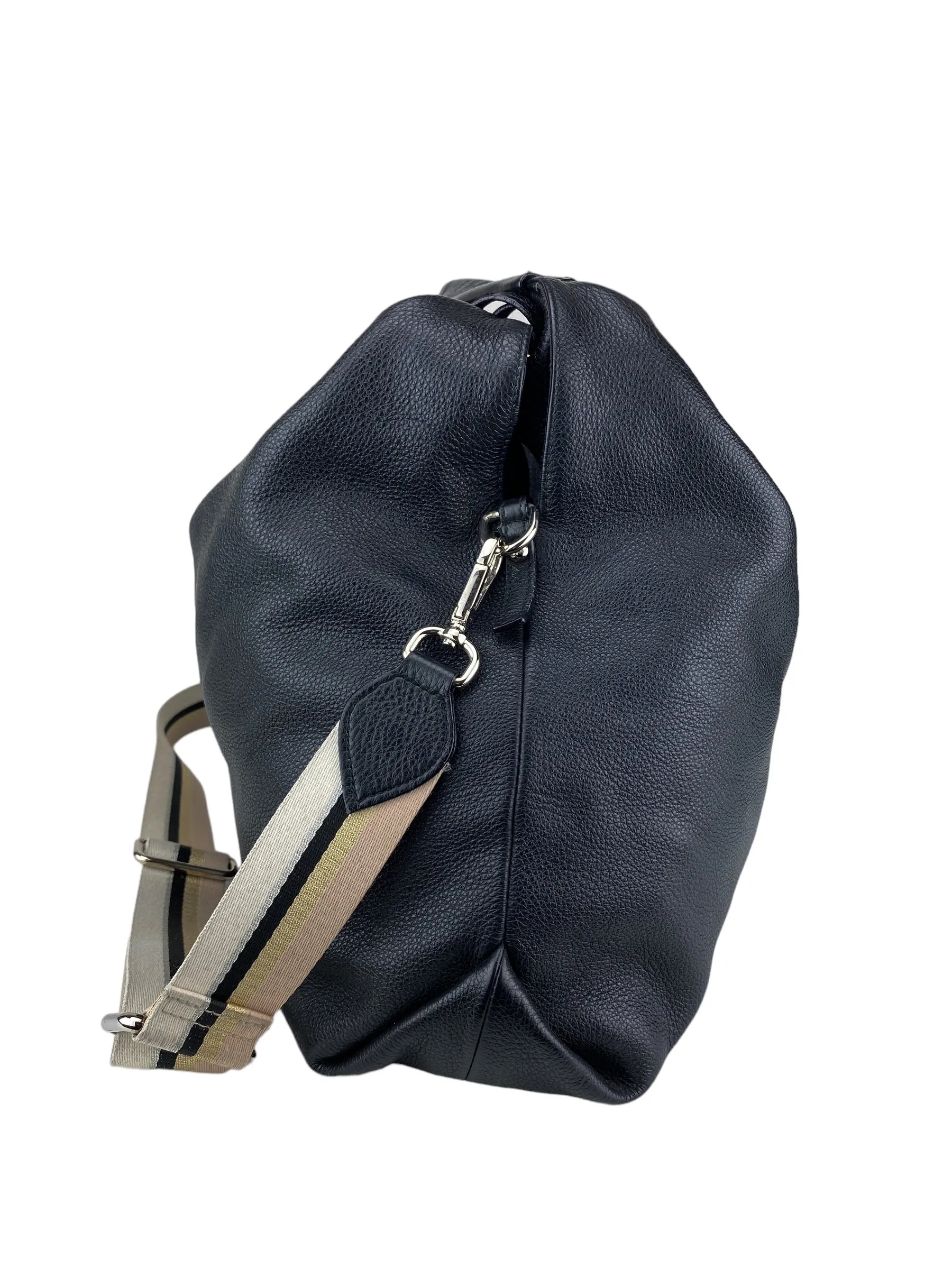 Furla Women's Slouchy Pebbled Leather Hobo Bag Black