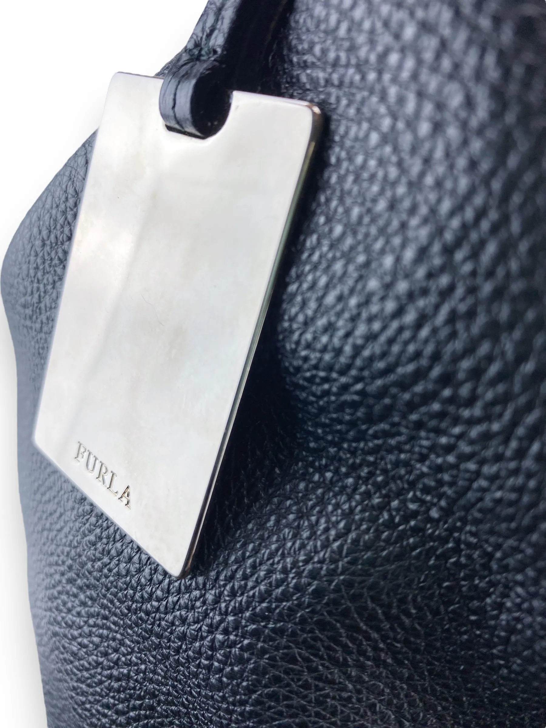 Furla Women's Slouchy Pebbled Leather Hobo Bag Black