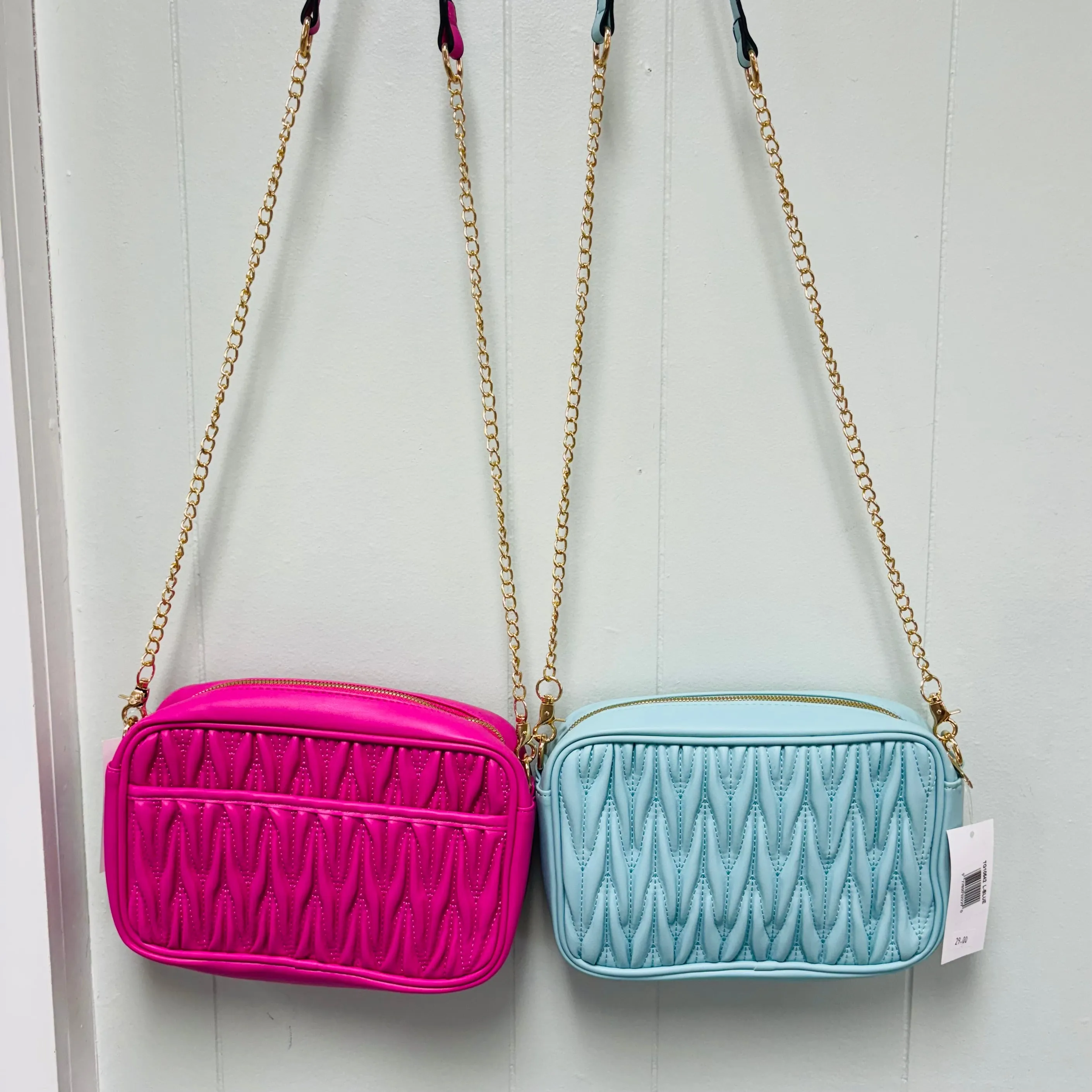 Hot Pink Crossbody Purse with Chain Strap