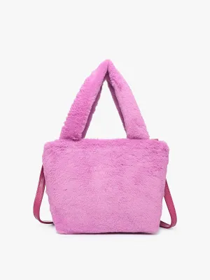 Jen & Co Fuzzy Dual Handle Satchel With Strap In Purple