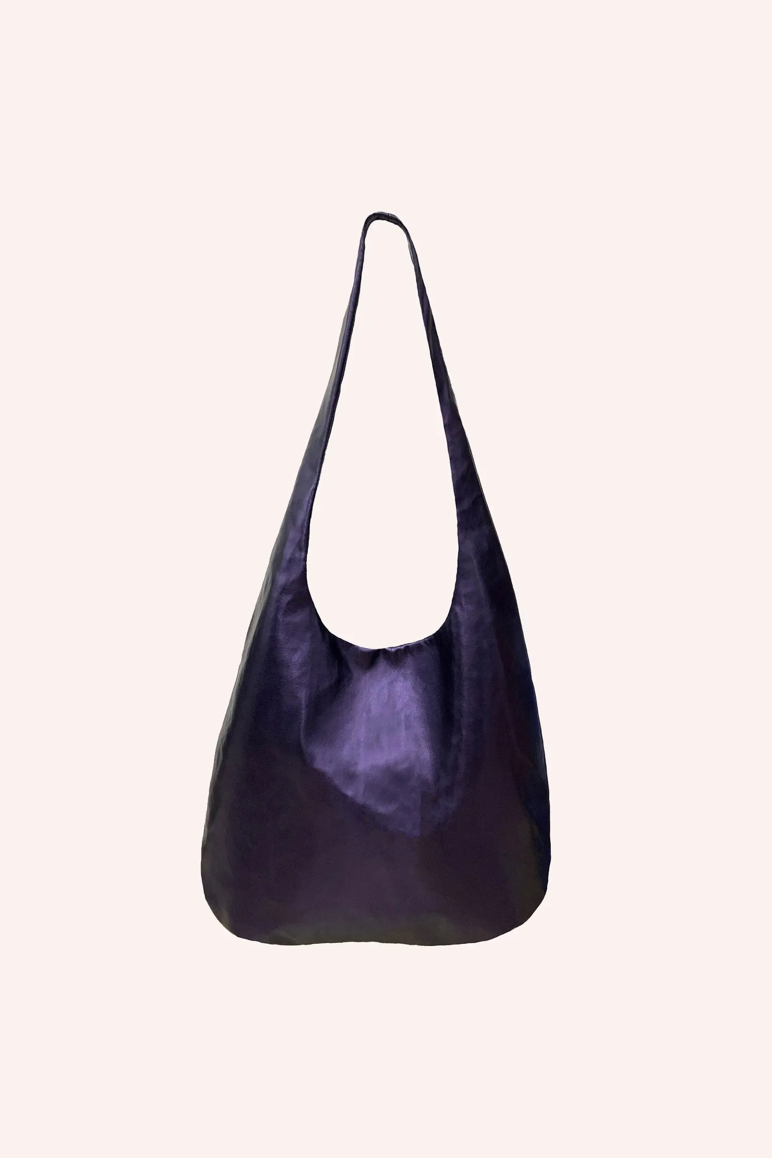Metallic Faux Leather Hobo Bag