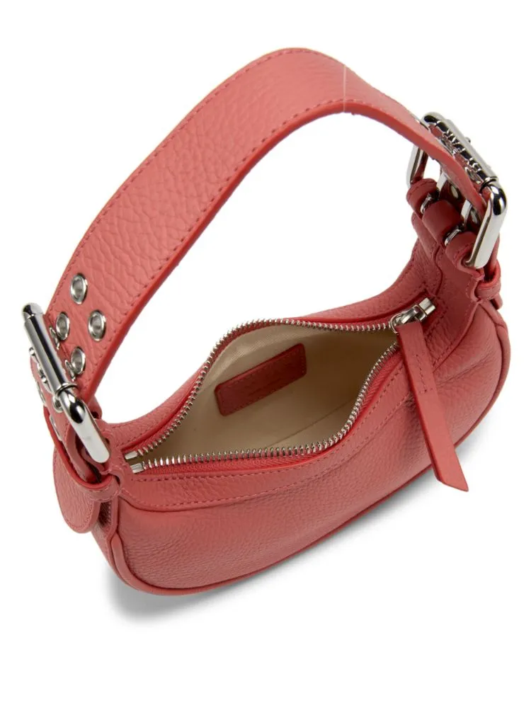 Mini Soho By Far leather hobo bag, pink