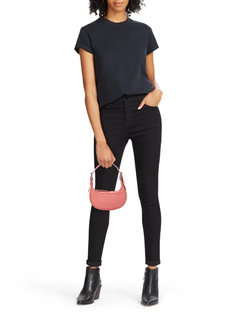 Mini Soho By Far leather hobo bag, pink