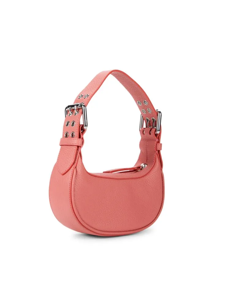 Mini Soho By Far leather hobo bag, pink