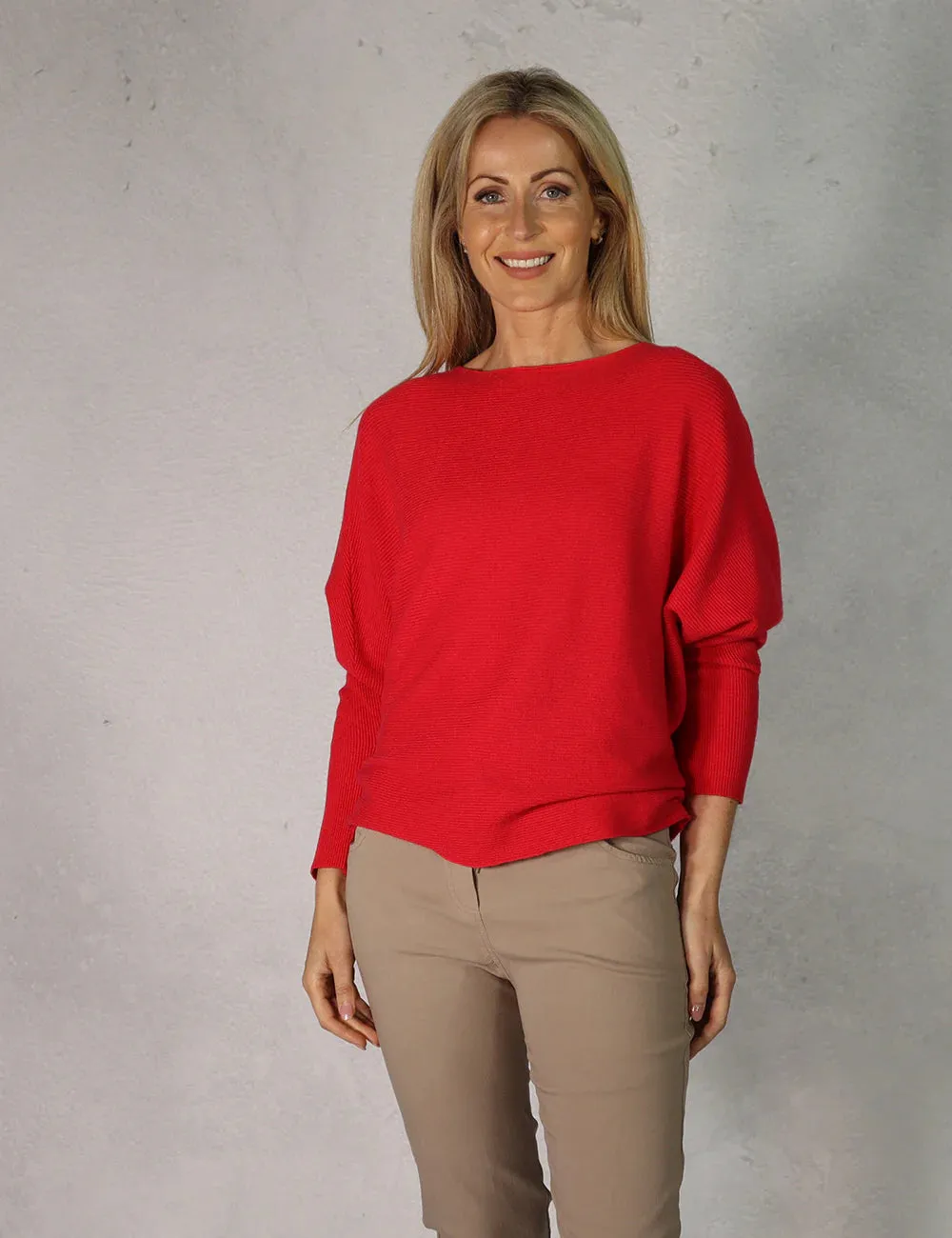 Ribbed Batwing Knit Navy