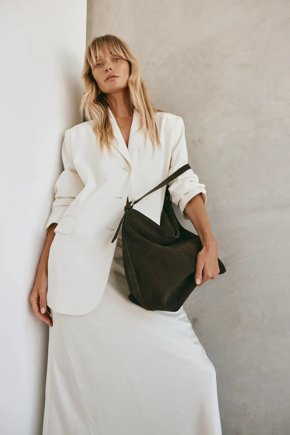 Savannah Suede Hobo Bag | Dark Chocolate