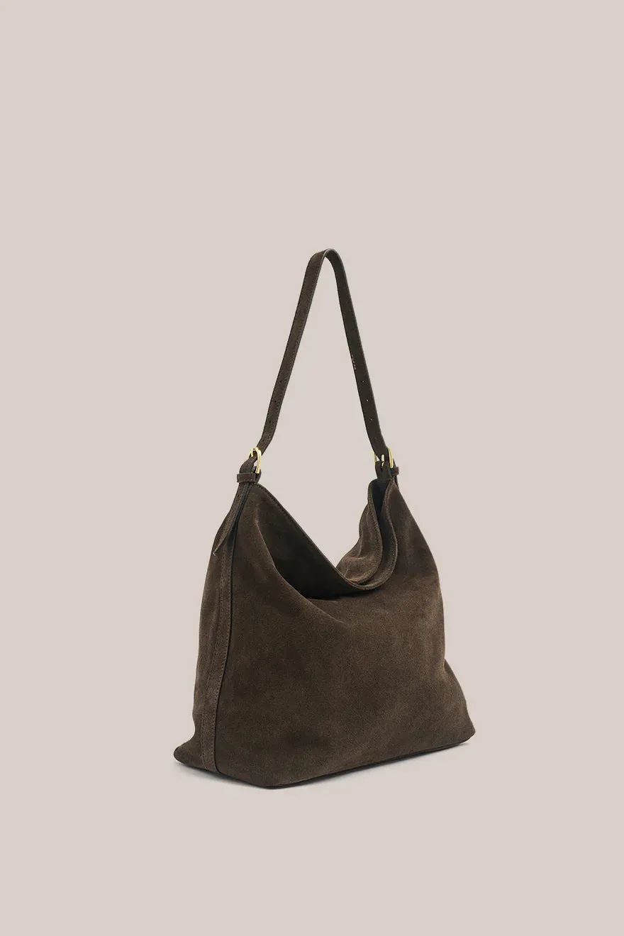 Savannah Suede Hobo Bag | Dark Chocolate