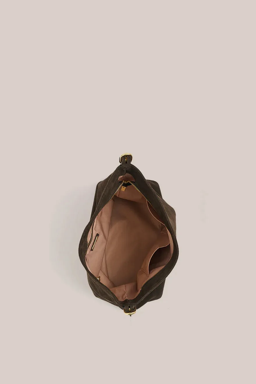 Savannah Suede Hobo Bag | Dark Chocolate