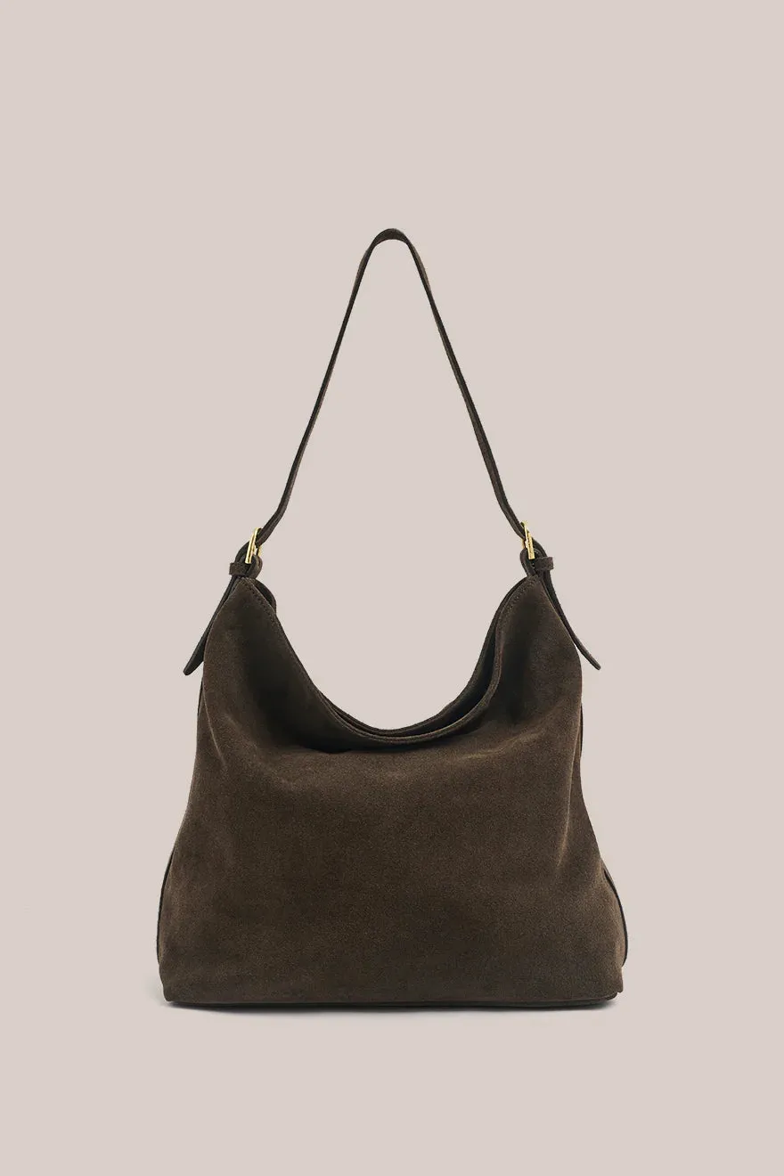Savannah Suede Hobo Bag | Dark Chocolate