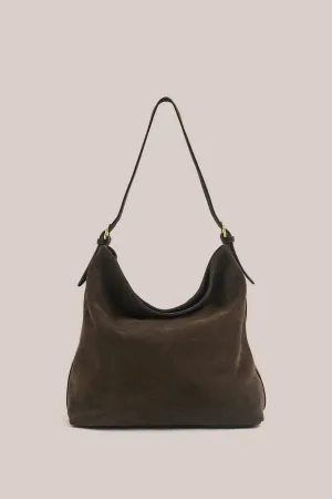 Savannah Suede Hobo Bag | Dark Chocolate