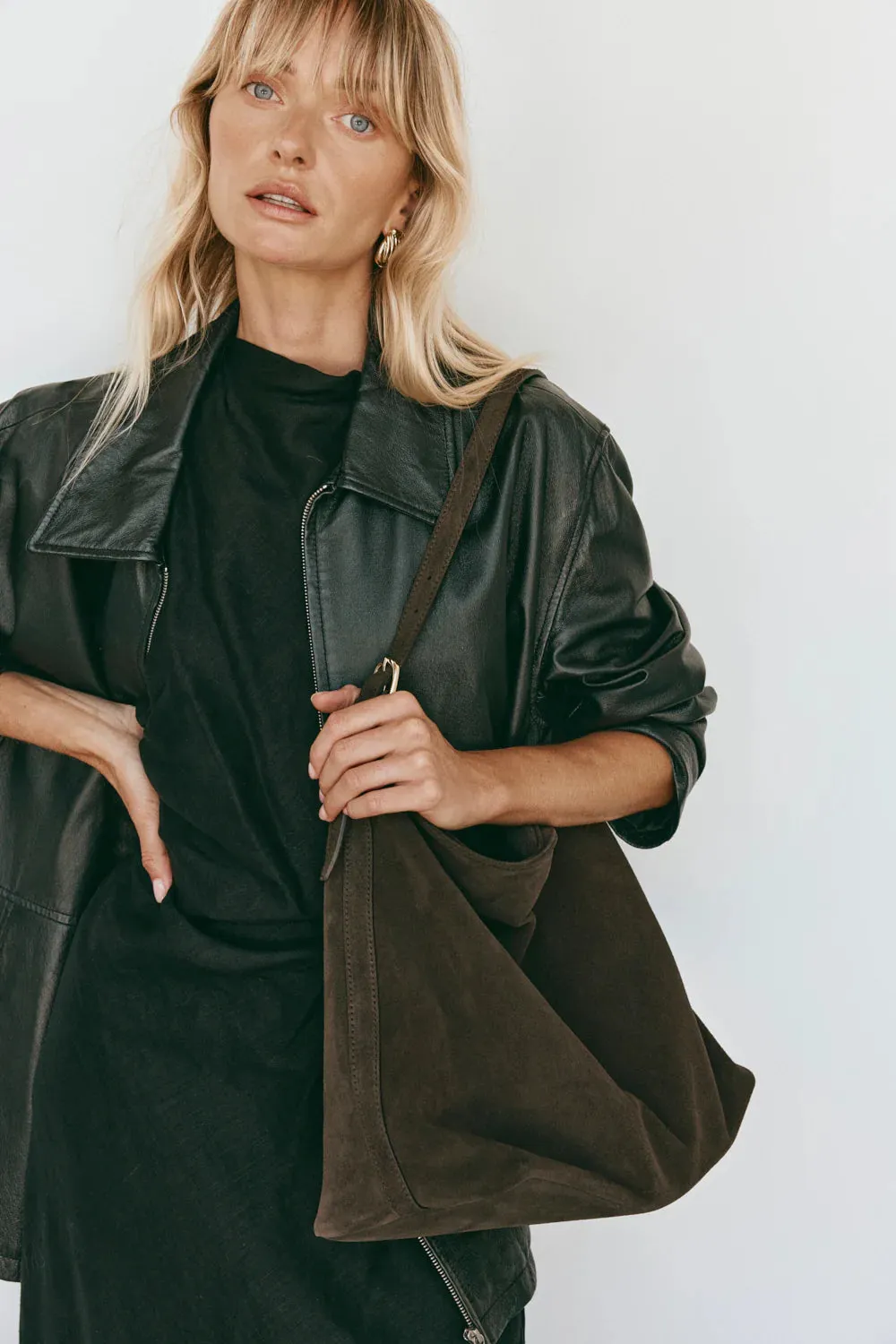 Savannah Suede Hobo Bag | Dark Chocolate