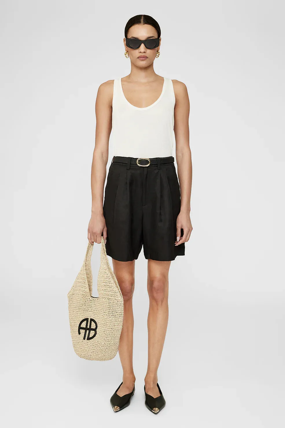 SMALL LEAH HOBO - NATURAL WITH BLACK