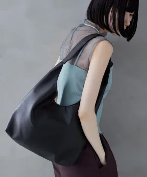Soft faux leather one-handle tote bag