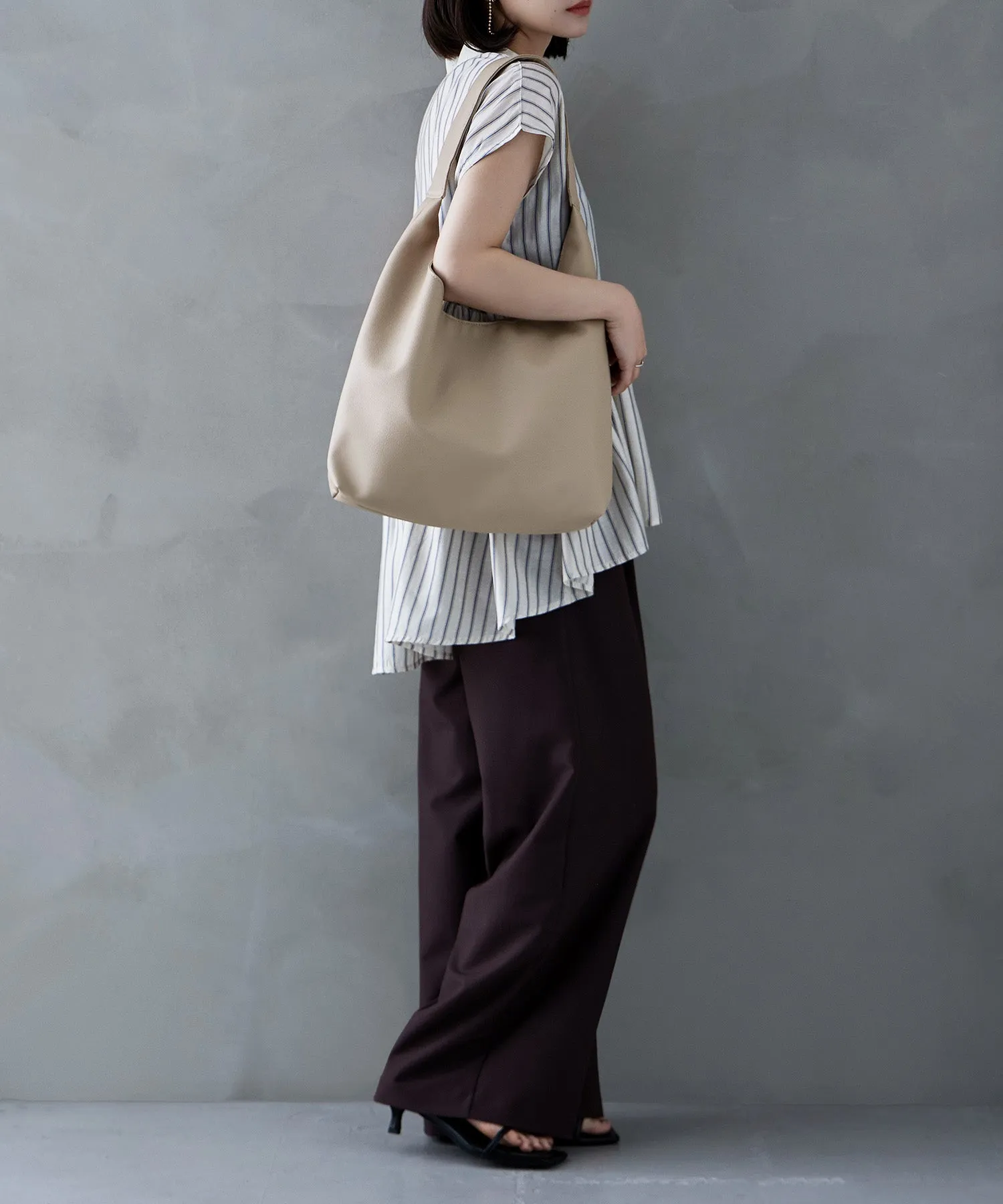Soft faux leather one-handle tote bag