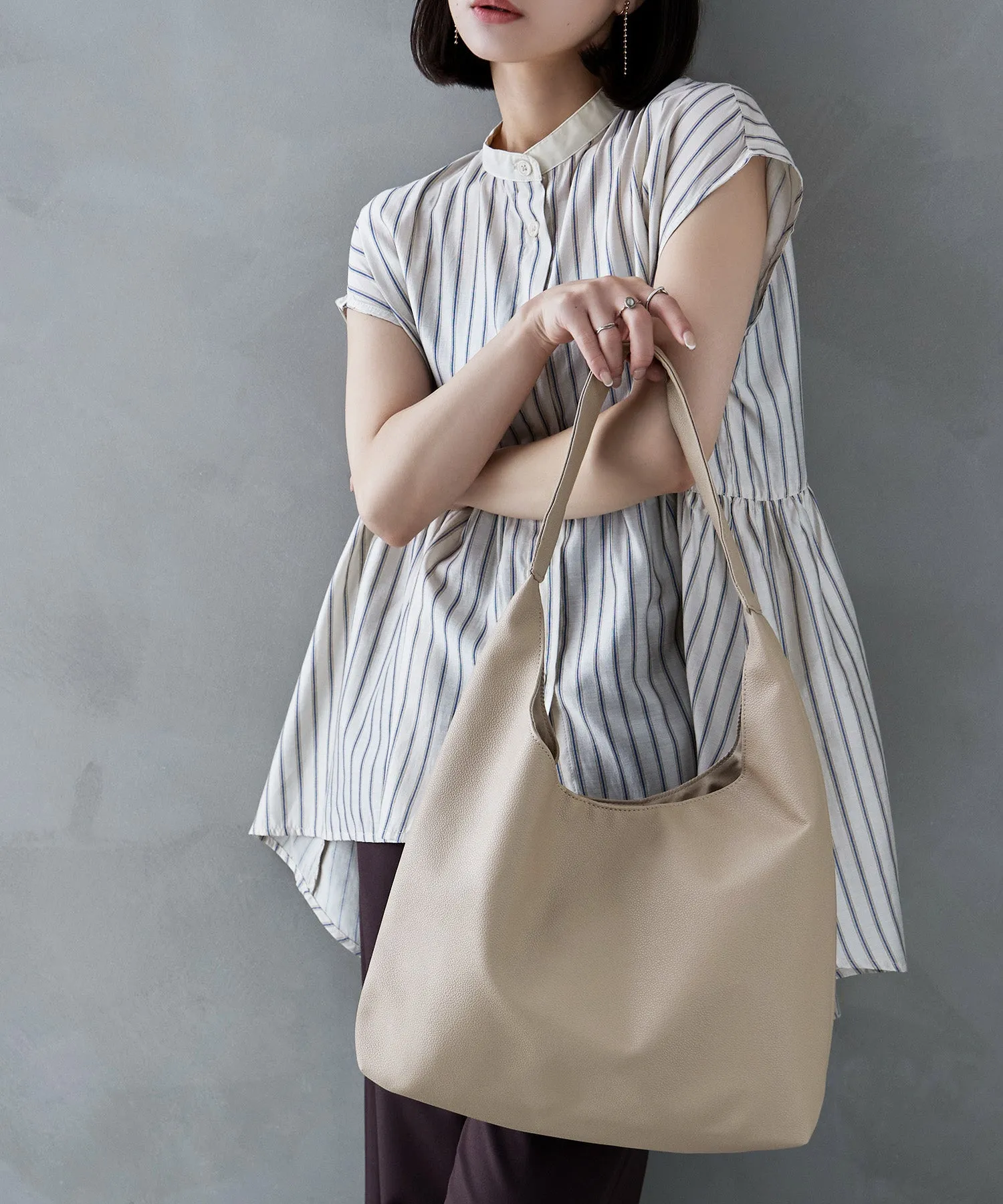 Soft faux leather one-handle tote bag