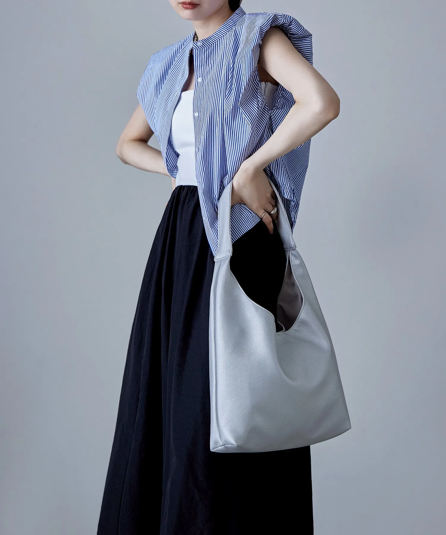 Soft faux leather one-handle tote bag