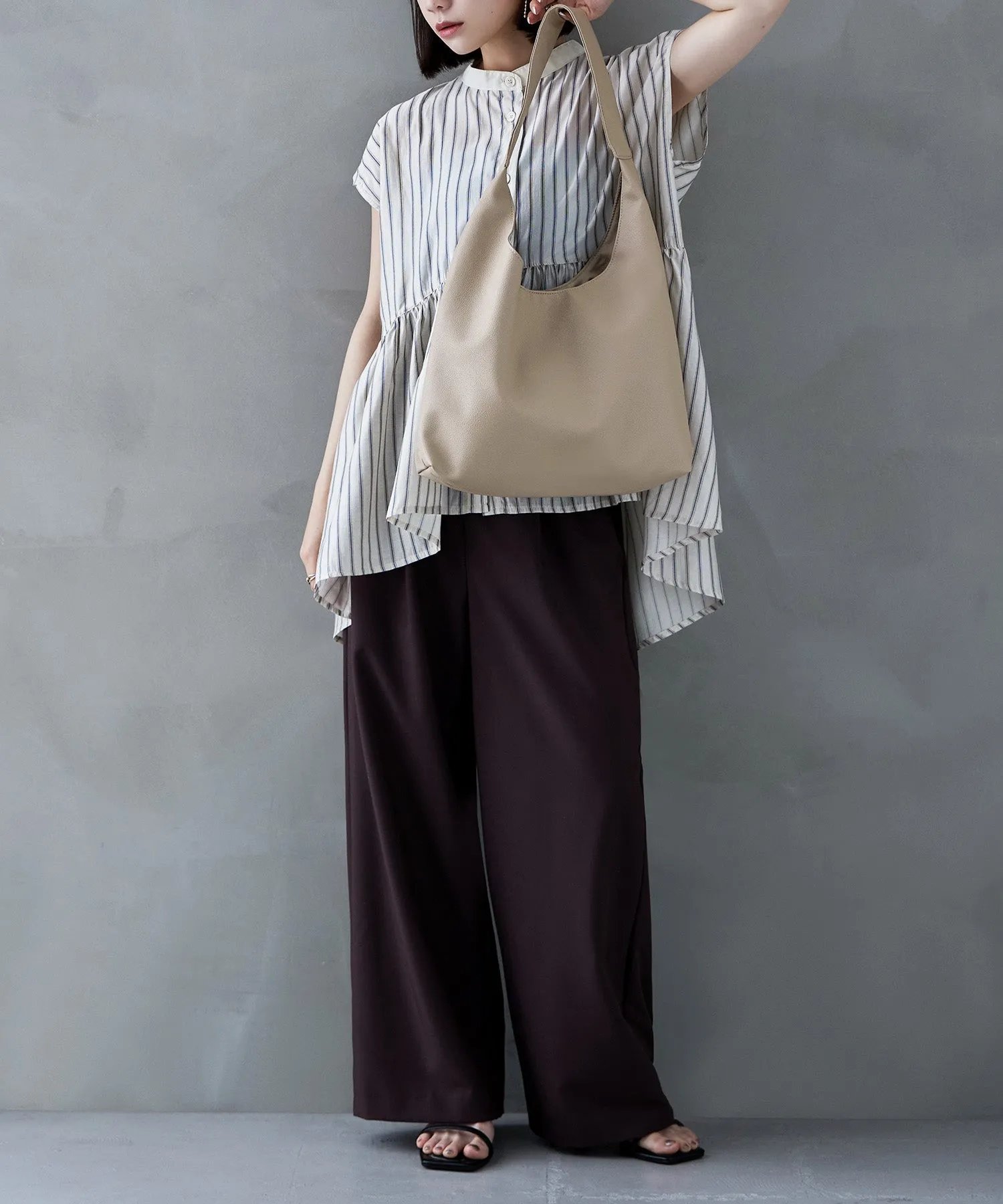 Soft faux leather one-handle tote bag