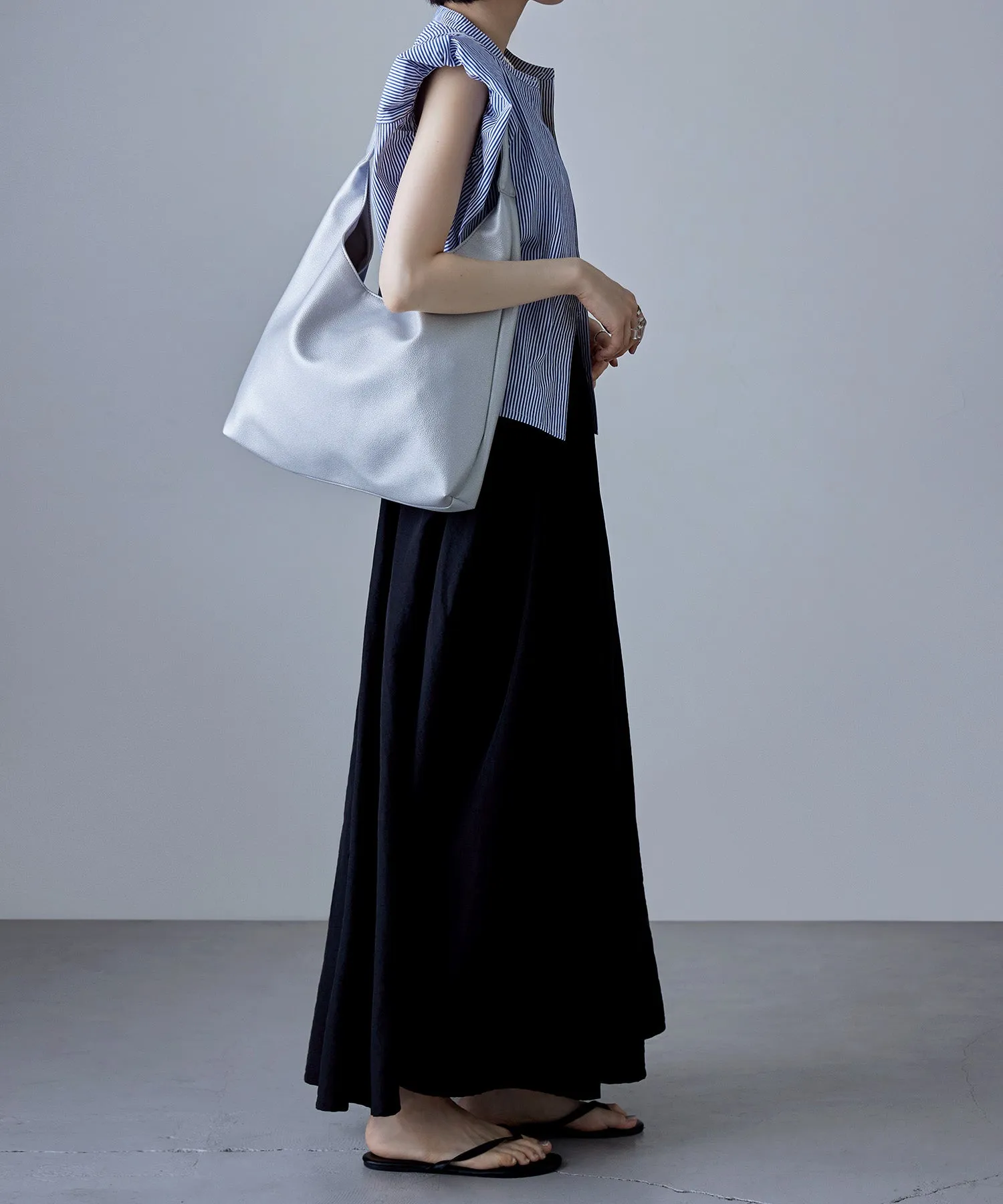 Soft faux leather one-handle tote bag