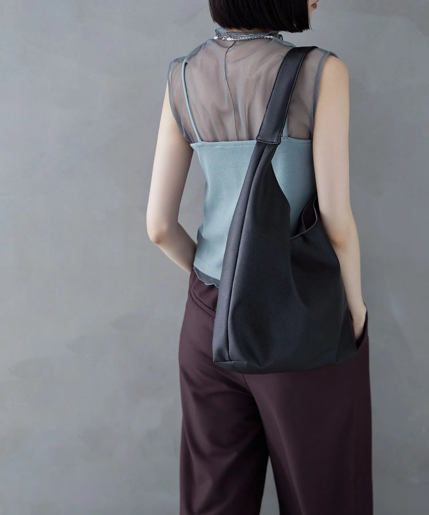 Soft faux leather one-handle tote bag