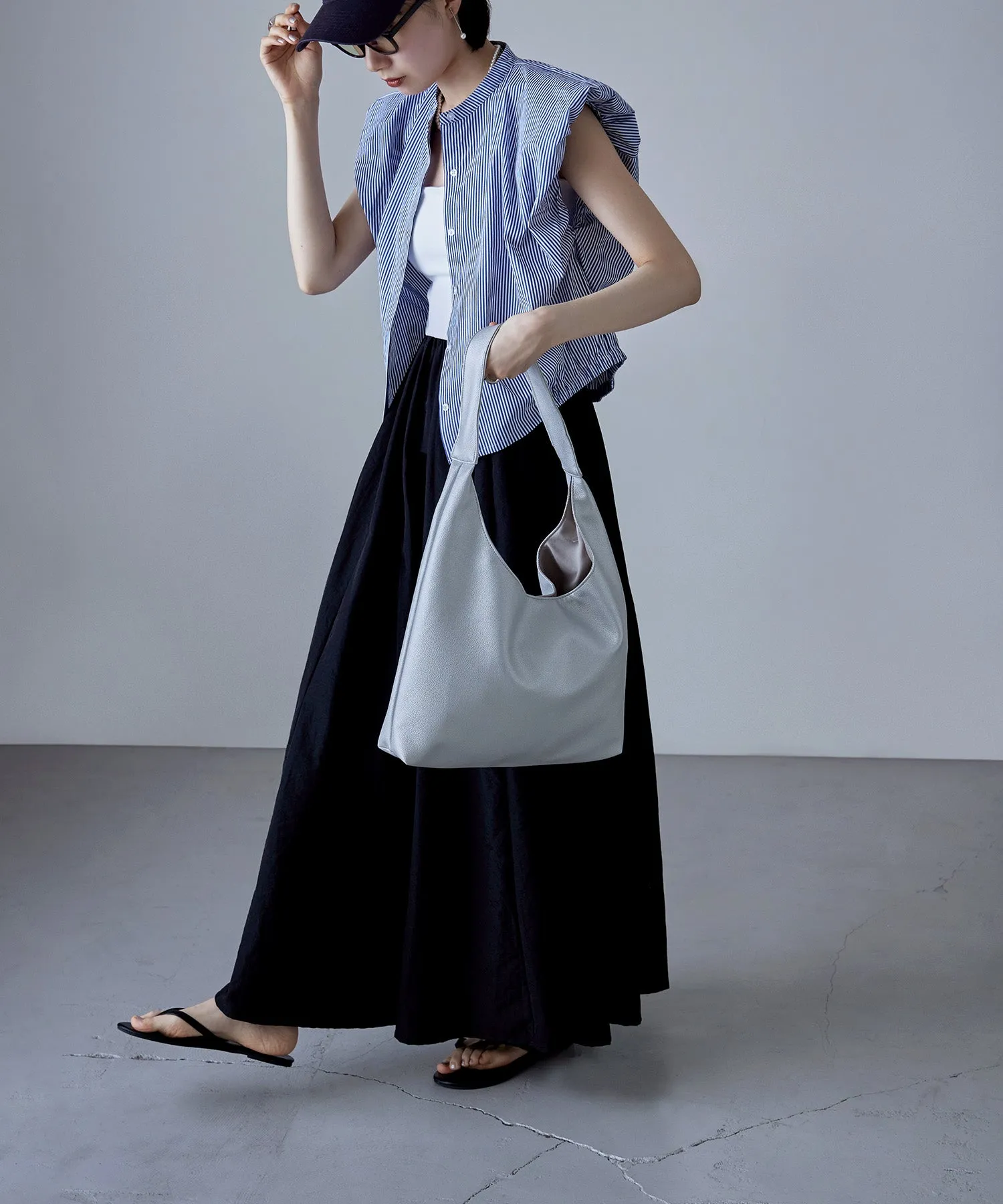 Soft faux leather one-handle tote bag