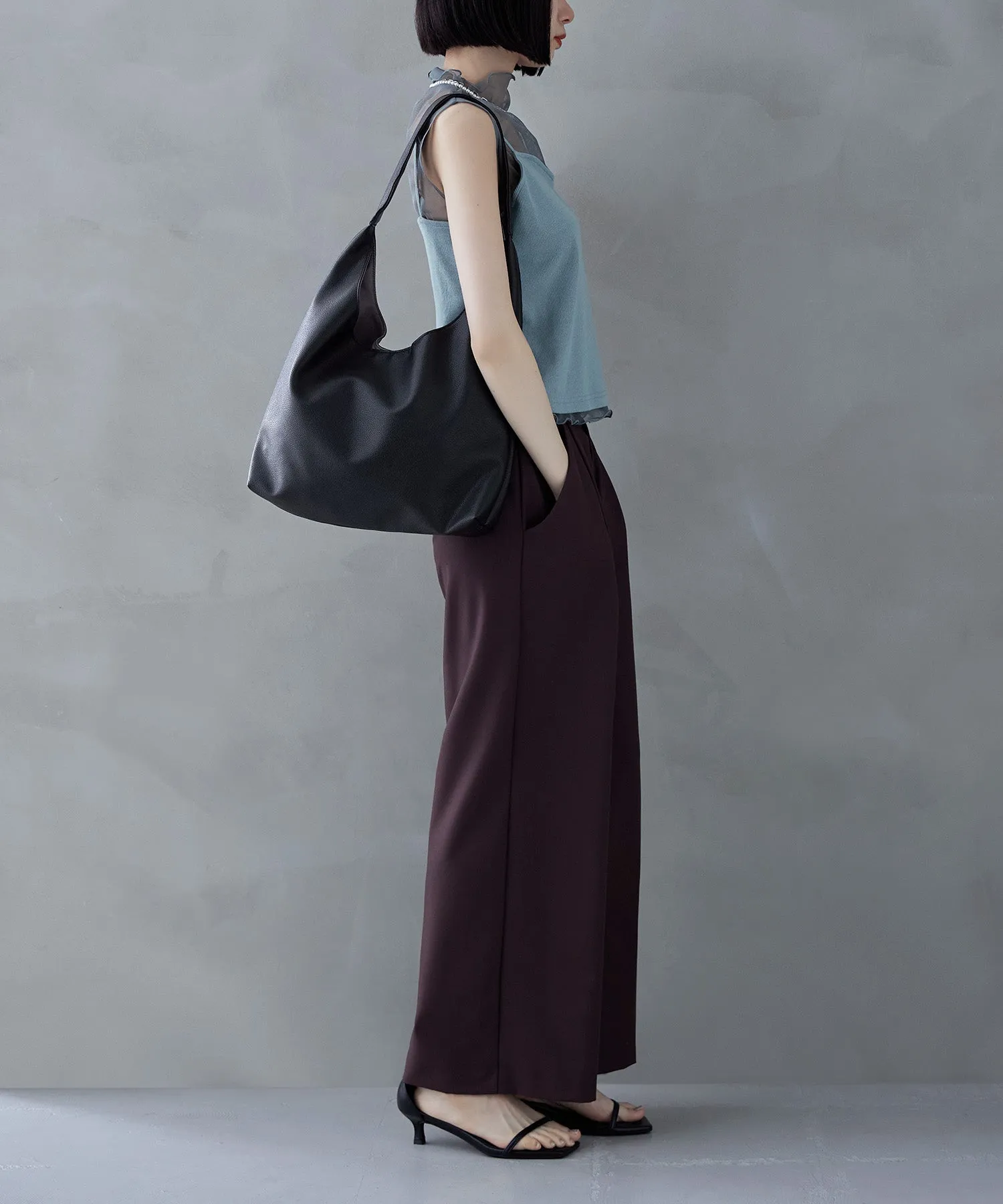 Soft faux leather one-handle tote bag