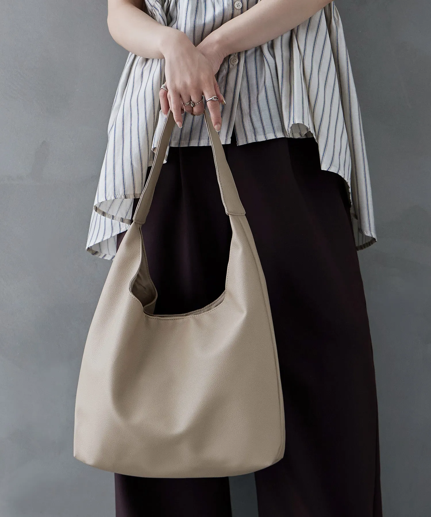 Soft faux leather one-handle tote bag