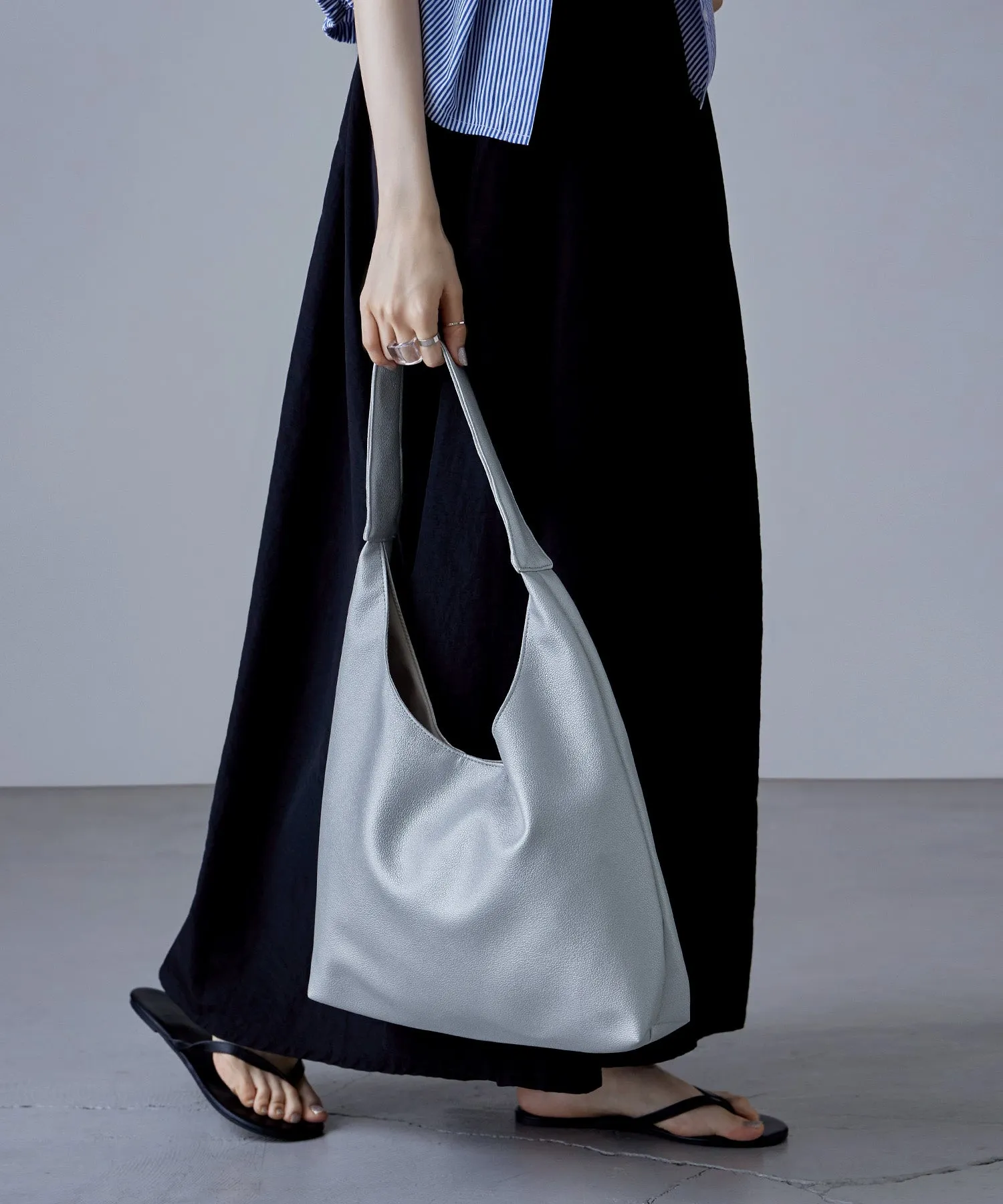 Soft faux leather one-handle tote bag
