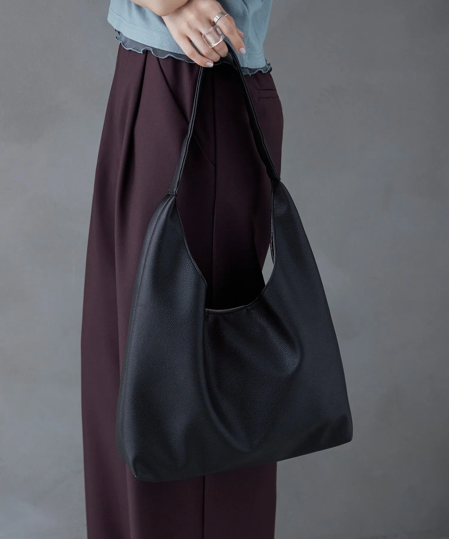 Soft faux leather one-handle tote bag