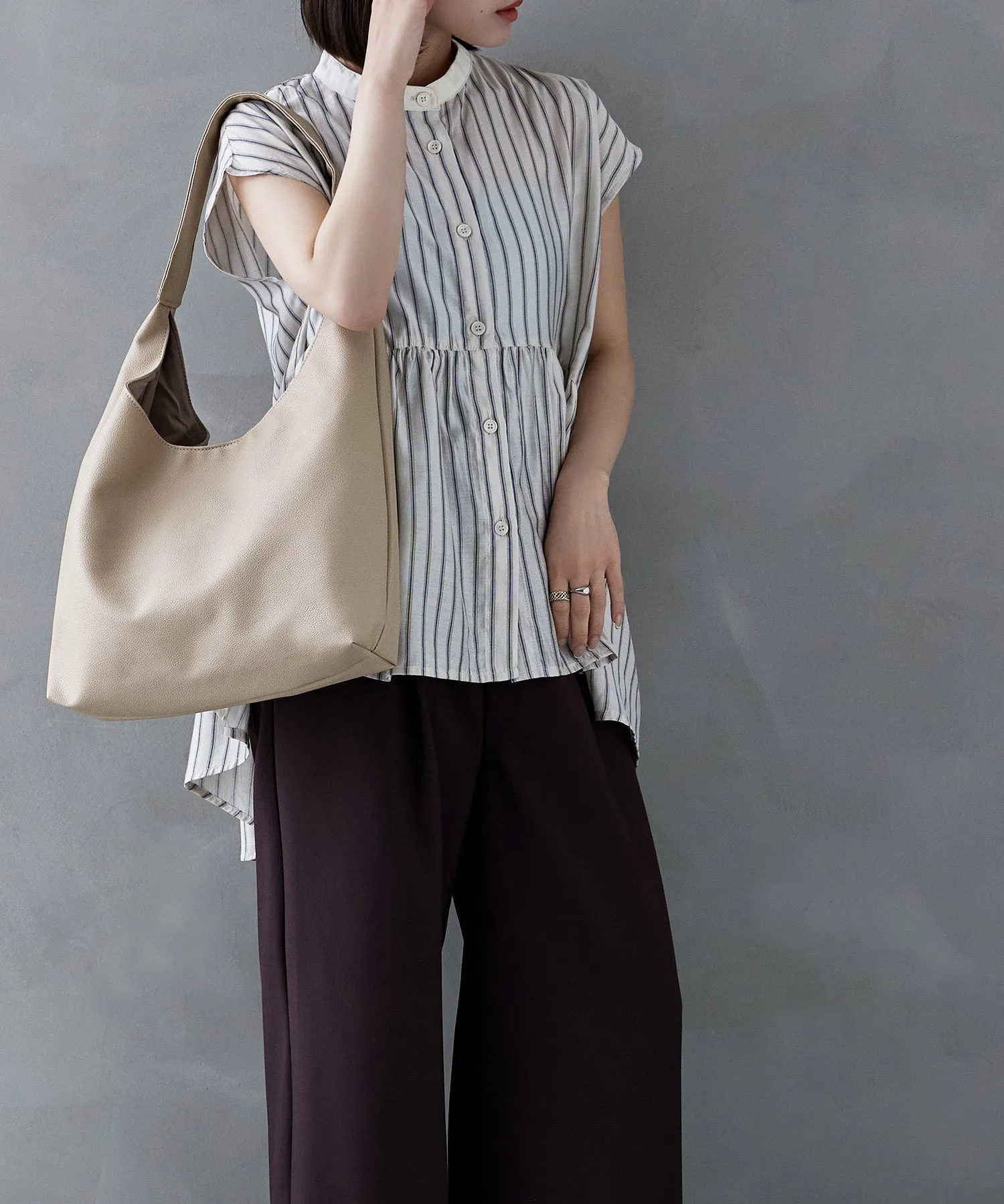 Soft faux leather one-handle tote bag