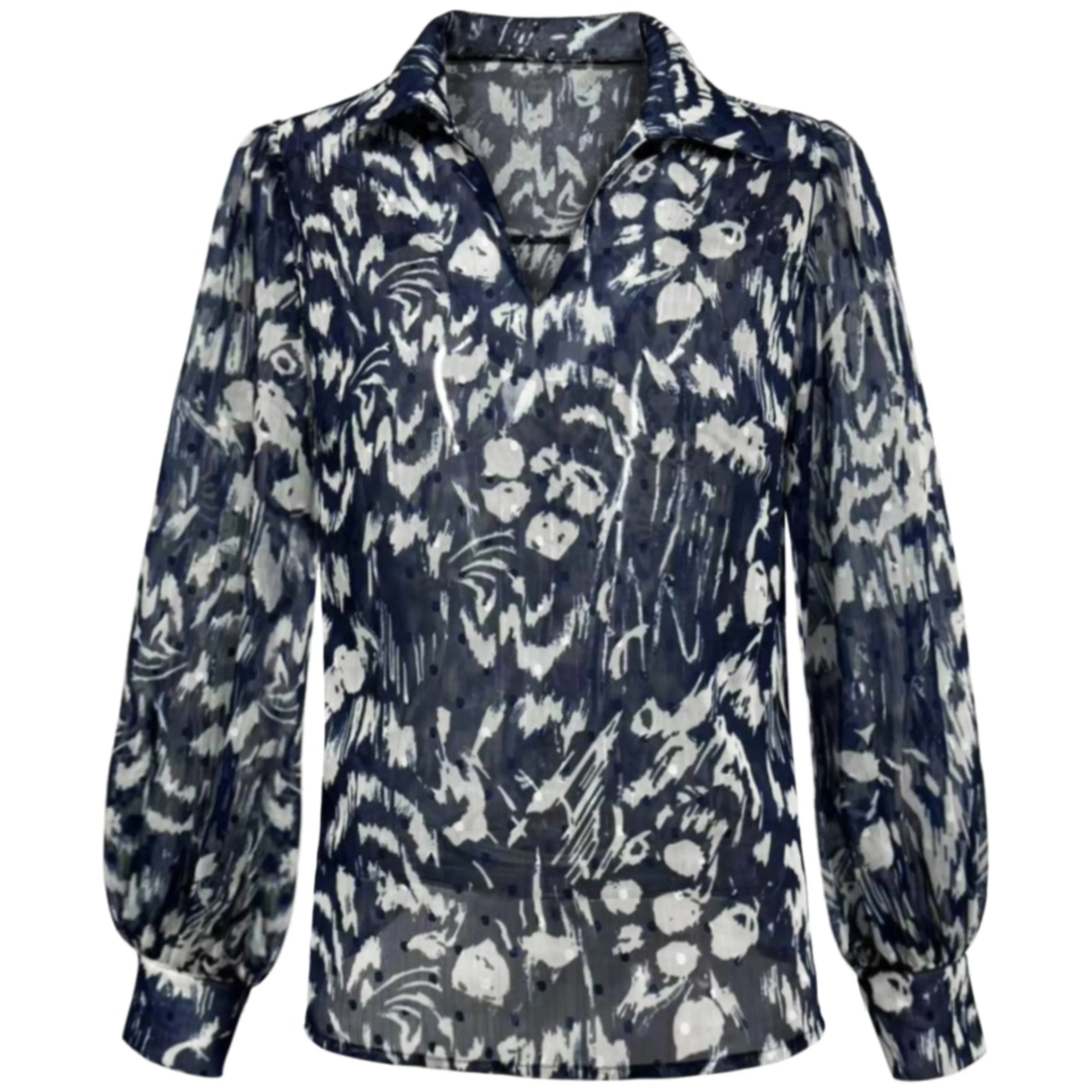 Triple Nine - Chiffon Top Tabby Navy - 6924