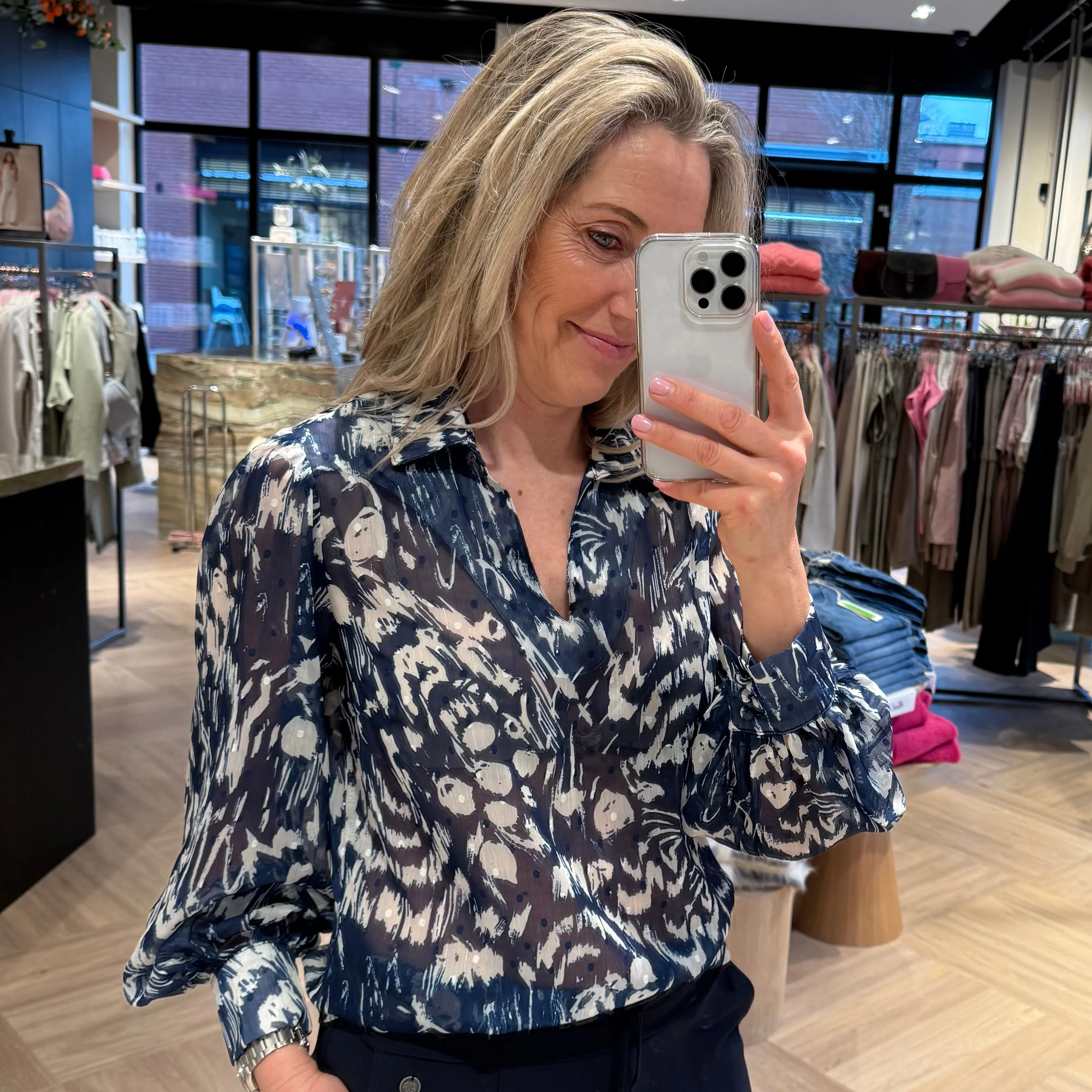 Triple Nine - Chiffon Top Tabby Navy - 6924