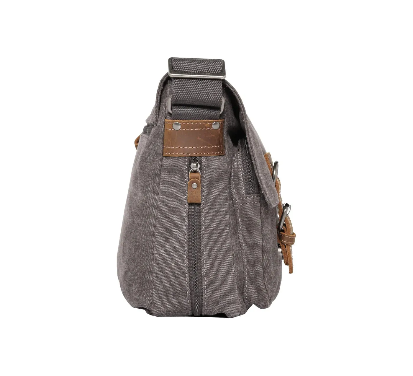 Troop London Large Canvas Charcoal Messenger Bag