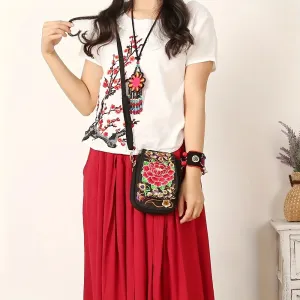 Women's Crossbody Bag with Flowers