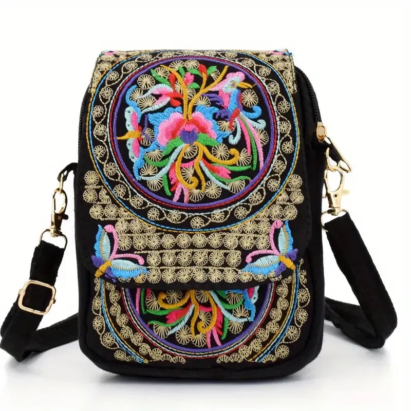 Women's Crossbody Bag with Flowers