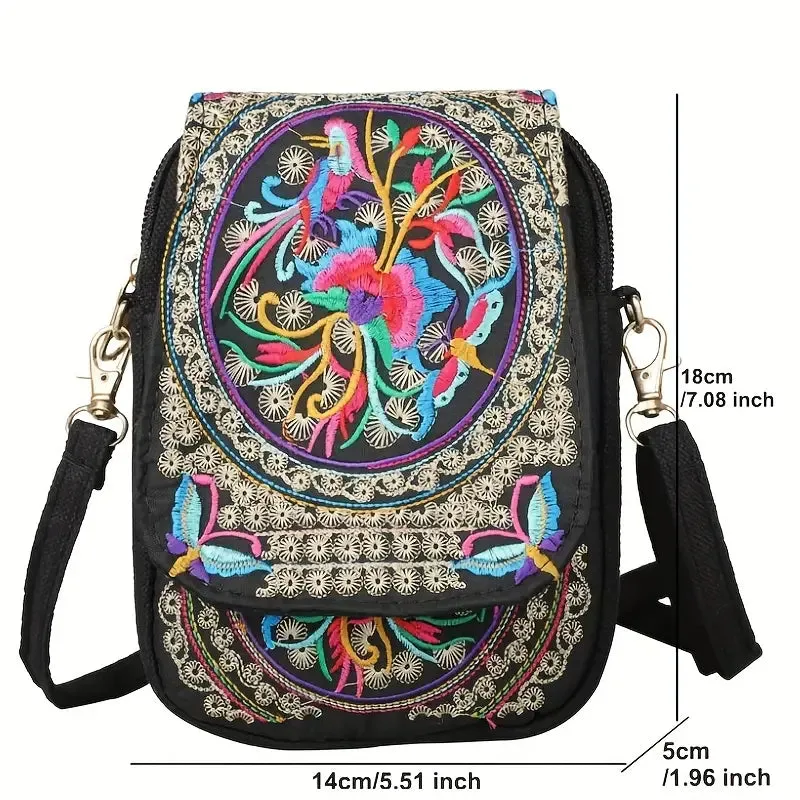 Women's Crossbody Bag with Flowers