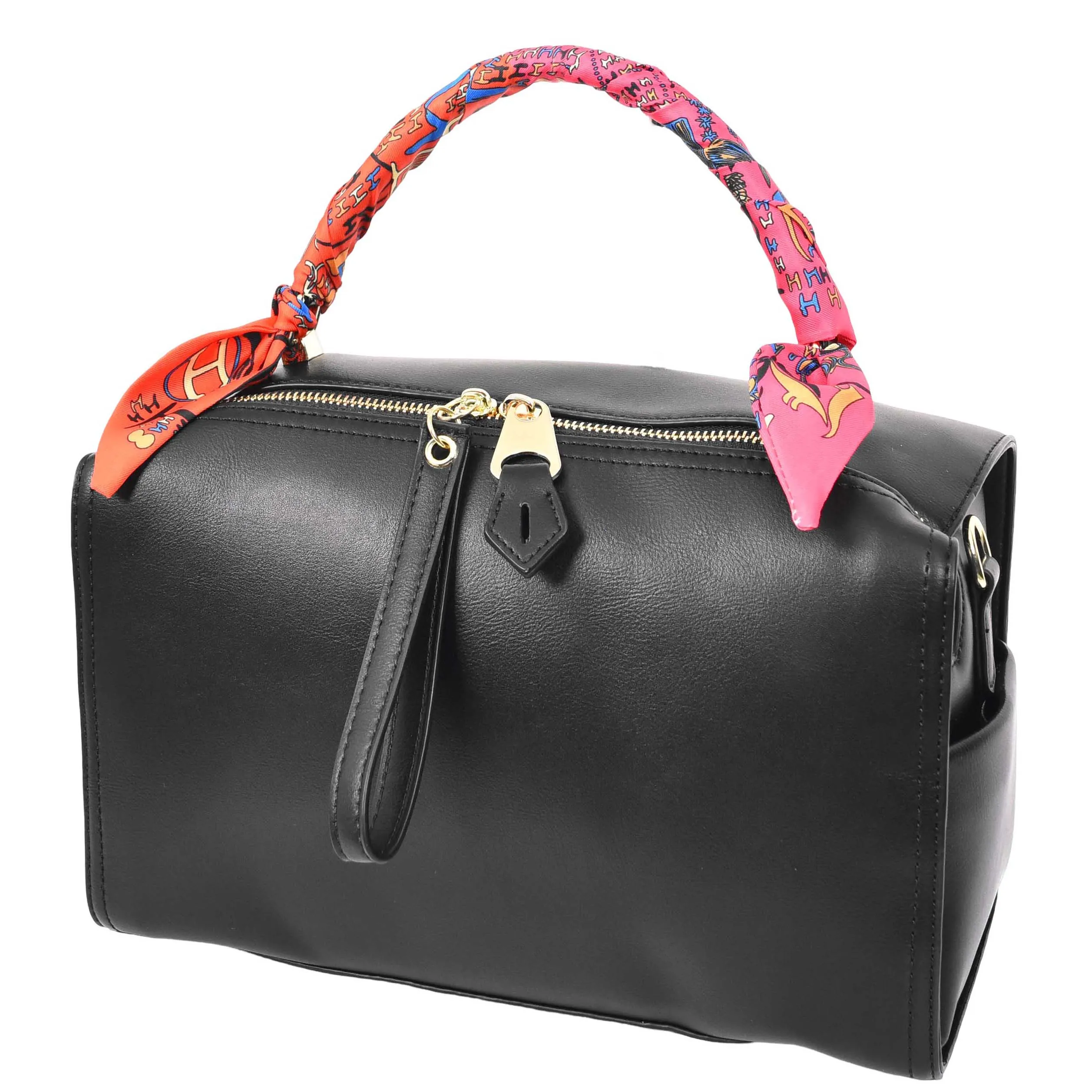 Women's Faux Leather Handbag Cross Body Casual Fashion Barrel Bag A890 Black